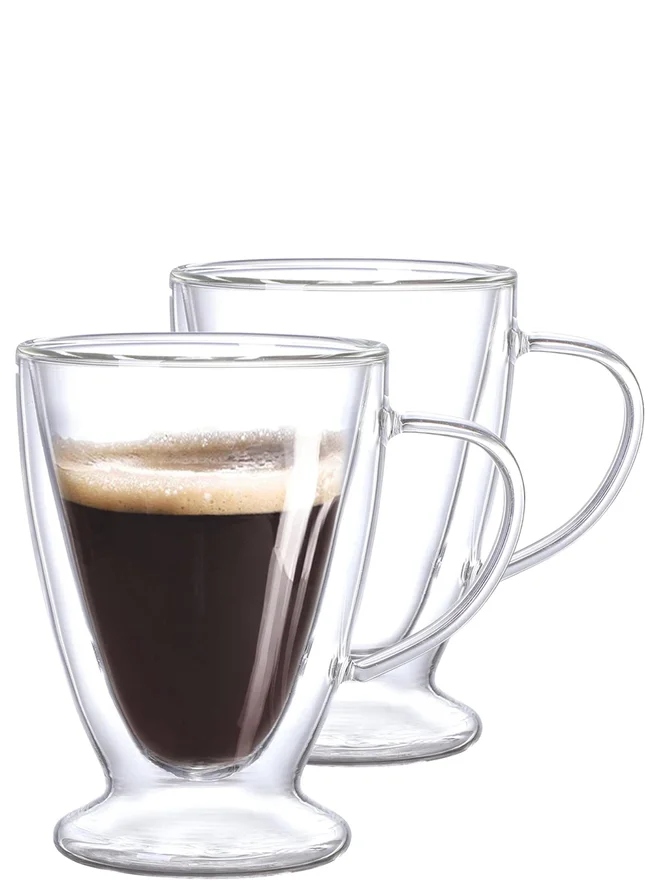 نيو فلام طقم مكون من 2 كوب مزدوج الجدار من بورو بسعة 300 مل